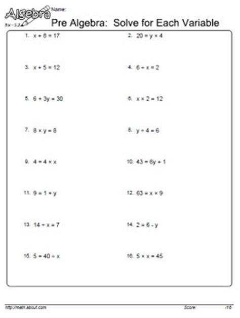 Image result for Solve Linear Equations Worksheet