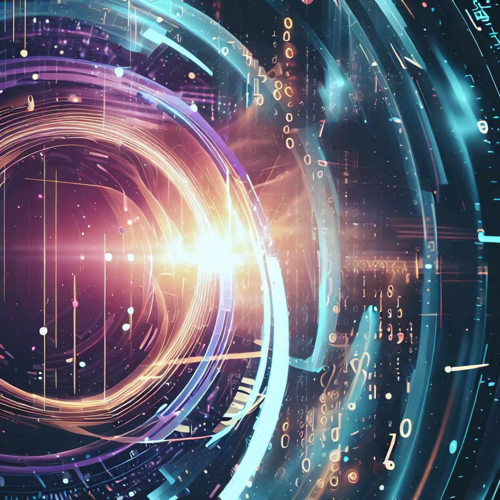 Illustrate an abstract yet beautiful representation of the world of programming