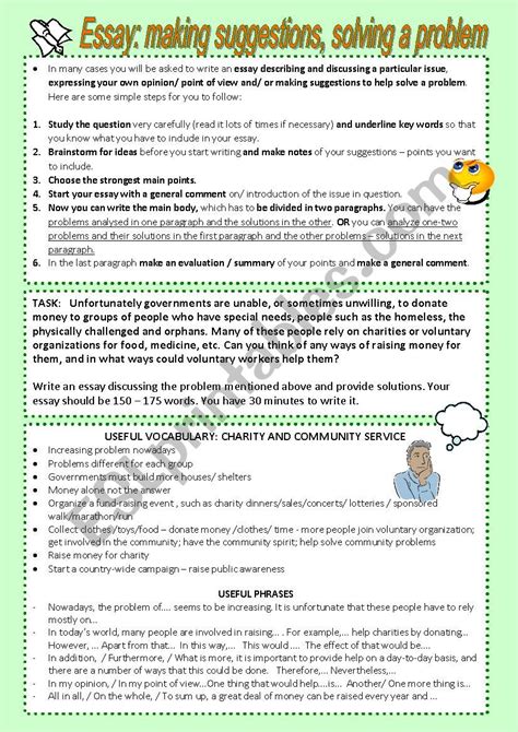 Bildergebnis für Problem and Solution Essay Structure Worksheet