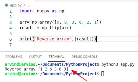 Toradh íomhá ar Reverse Order Array Python