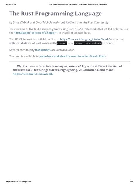 Rust Programming Language Book PDF に対する画像結果