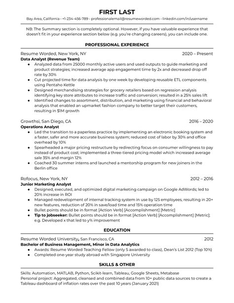 Image result for Entry Level Data Analyst Resume Examples