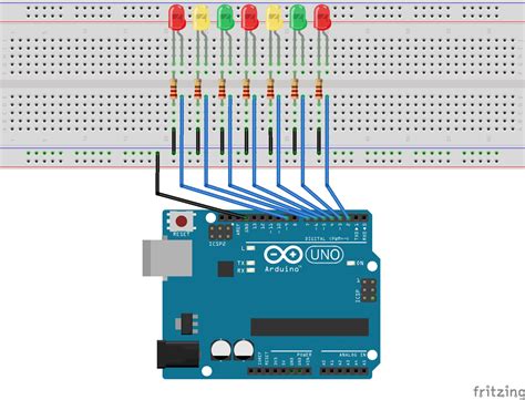 Circuit Diagram of 8 LED Arduino に対する画像結果