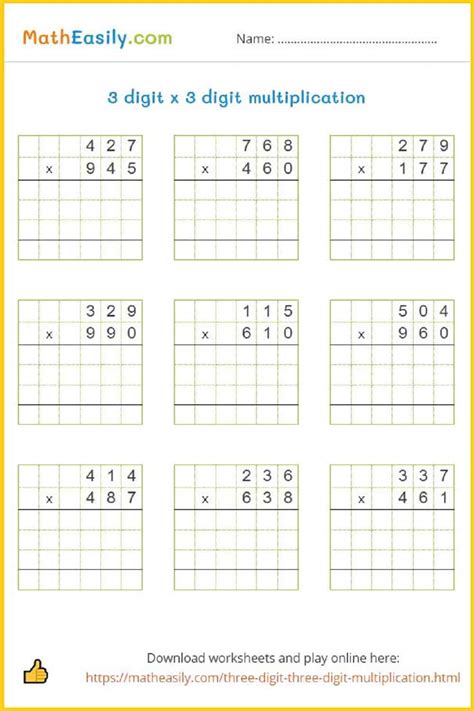 Toradh íomhá ar 4th Grade Math Worksheets 2-Digit Multiplication