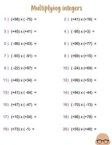 Image result for Multiplying Integers Worksheet