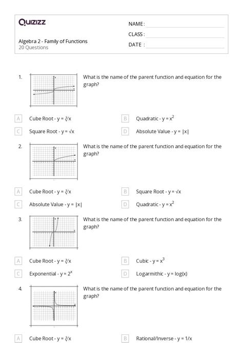 Image result for Function Practice Worksheets Algebra Two with Answer