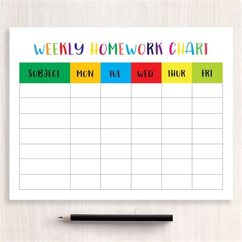 Image result for Printable Weekly Homework Charts