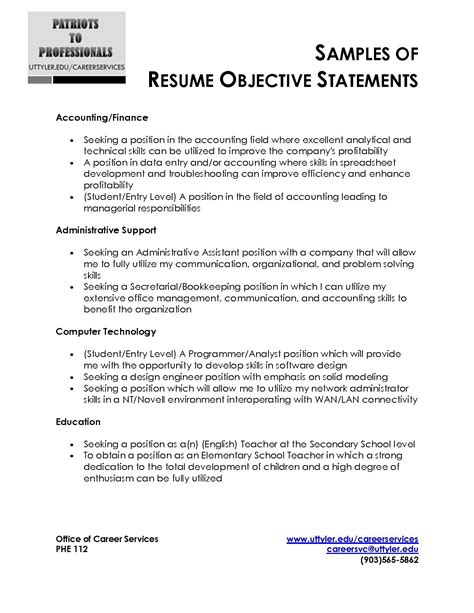 Image result for 50 Resume Objective Statements