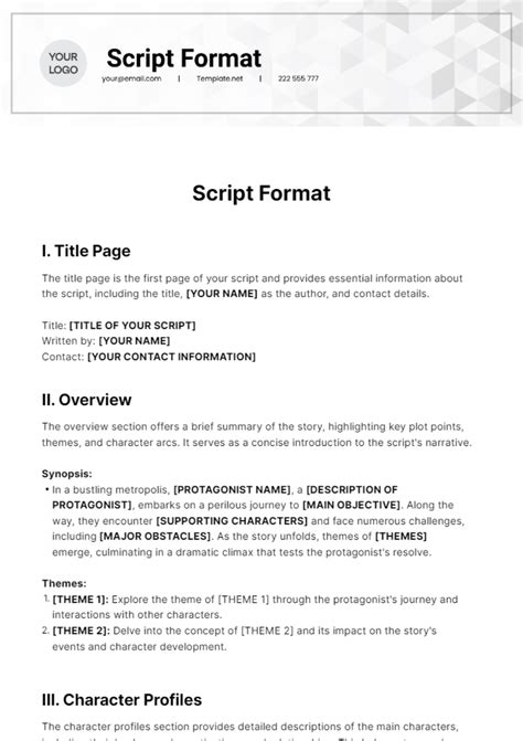 Script Writing Format Template に対する画像結果