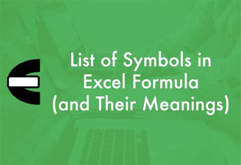Excel-Formula Symbols List에 대한 이미지 결과