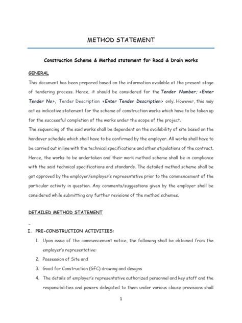 Image result for Method Statement Examples