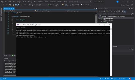 Visual Studio Debug Window に対する画像結果