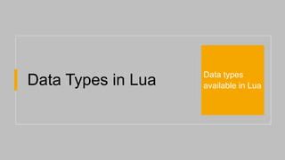 Image result for Lua Type