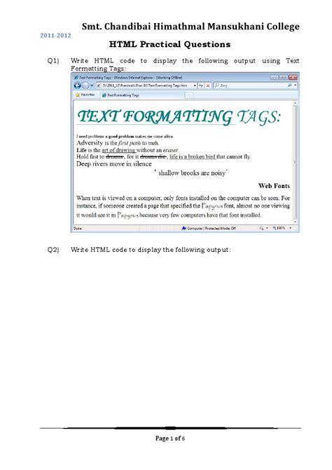 HTML Questions for Practice に対する画像結果