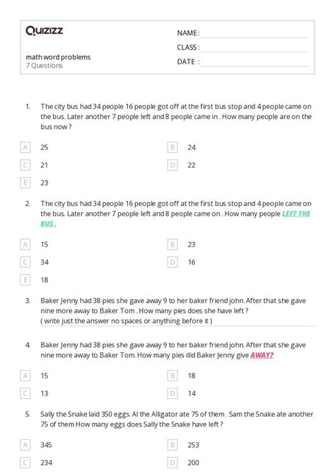 Image result for Word Problems Math Quiz