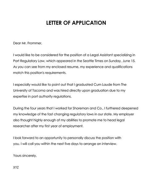 Toradh íomhá ar Application Letter Sample PDF
