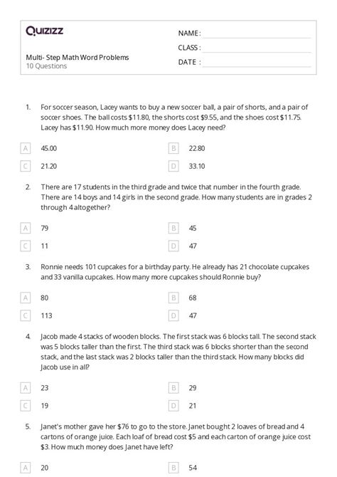 Free Math Worksheets Word Problems に対する画像結果