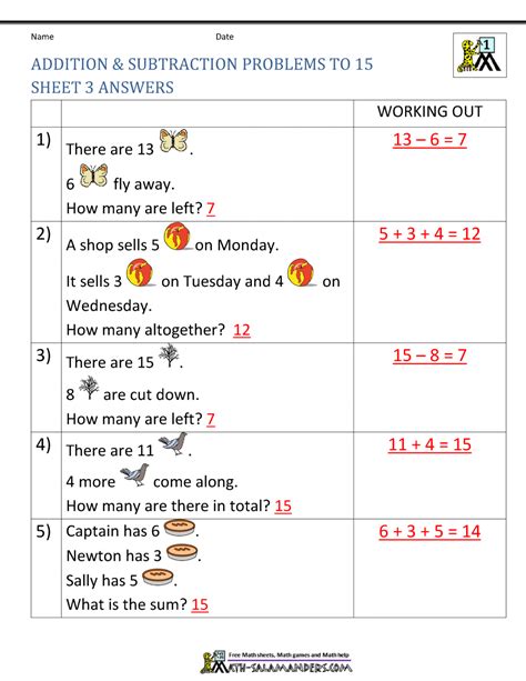 Image result for 1st Grade Problem Solving Worksheets