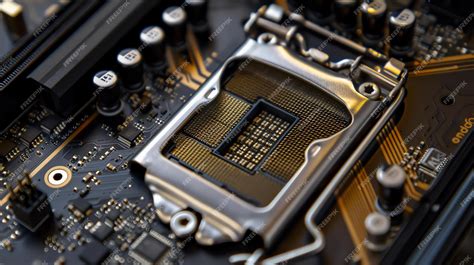 Premium Photo | A closeup image of a CPU socket on a computer ...