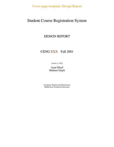 Engineering Design Report Cover Page に対する画像結果