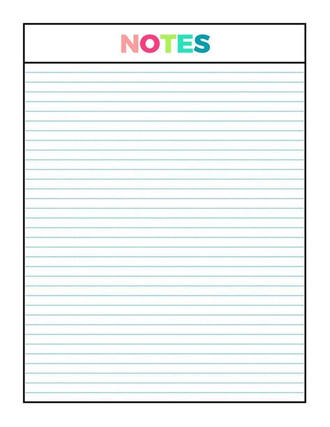 Image result for Free Printable Planner Notes Page