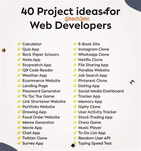 40 Web Development Project Ideas