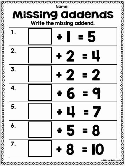 Afbeeldingsresultaten voor Missing Addend Worksheet First Grade