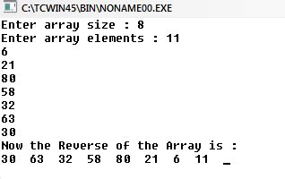 C Programme to Reverse of an Array に対する画像結果