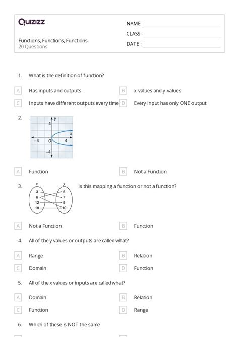 Image result for Basic Functions Worksheet