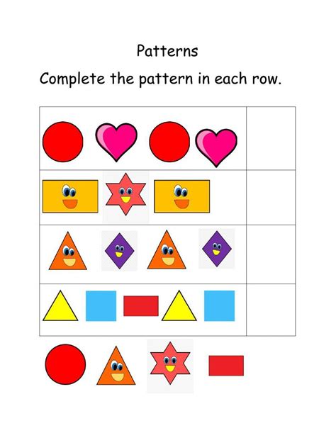 Toradh íomhá ar Worksheet Grade 2 Completing Patterns