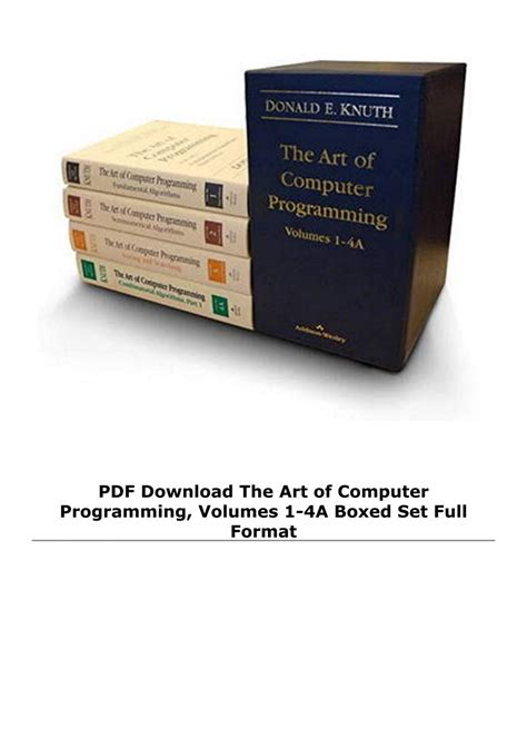 PDF Download The Art of Computer Programming, Volumes 1-4A Boxed Set ...