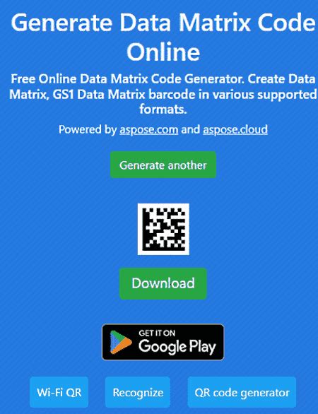 Afbeeldingsresultaten voor Basic Data Matrix Code Generator