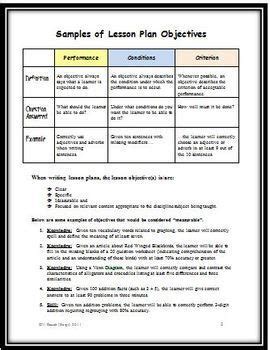 Writing Lesson Plan Objectives Examples に対する画像結果