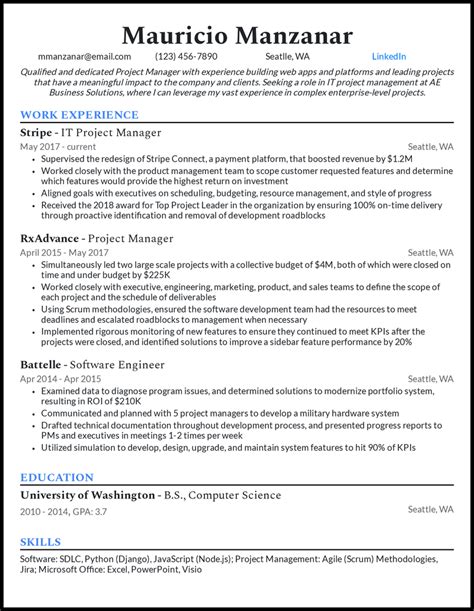 Image result for Project Manager Resume Template for 14 Years Experience