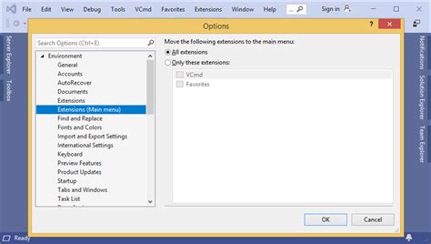 Toradh íomhá ar Visual Studio Menu Bar