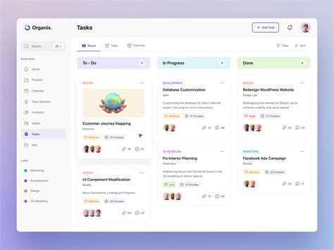 Task Management System Templetes In-App Main Page に対する画像結果