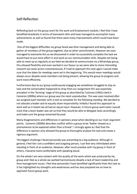 Image result for Work Reflection Sample