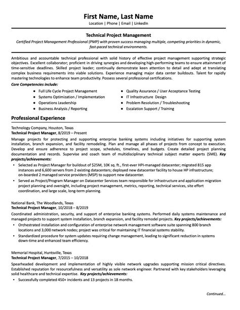 Image result for Resume Example for Technical Project Manager