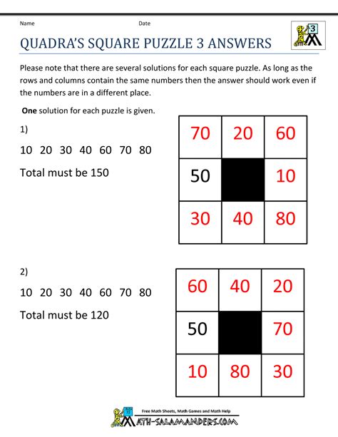 Toradh íomhá ar Grade 3 Math Puzzles