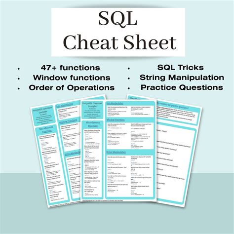 Image result for SQL Advanced Cheat Sheet PDF
