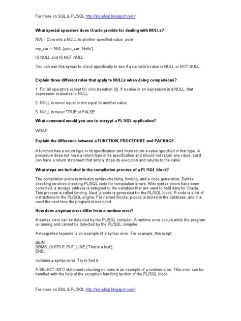 Image result for PL/SQL Interview Questions PDF