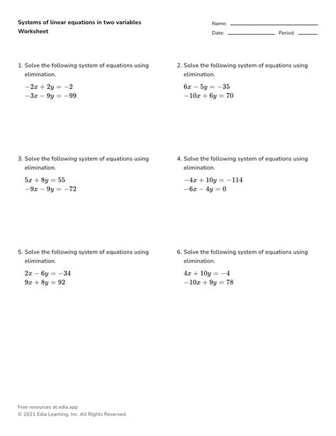 Image result for Systems of Linear Equations Two Variables Worksheet