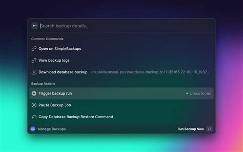 Toradh íomhá ar Simple Backups