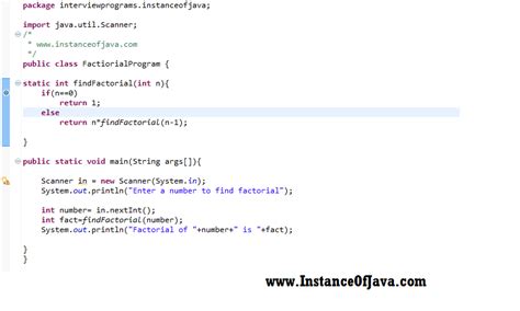 Image result for Java Tutorial for Factorial Program in Java