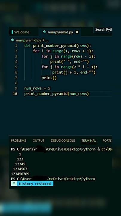 Image result for Pyramid Shape in Numbers in Python