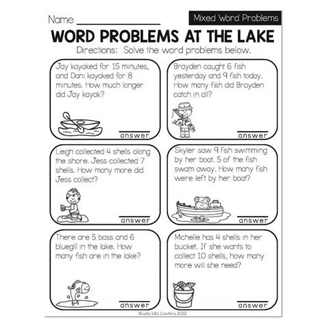Image result for First Grade Word Problems Worksheet