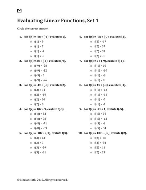 Image result for Linear Functions Worksheet