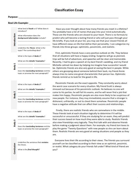 Afbeeldingsresultaten voor Classification Writing Examples