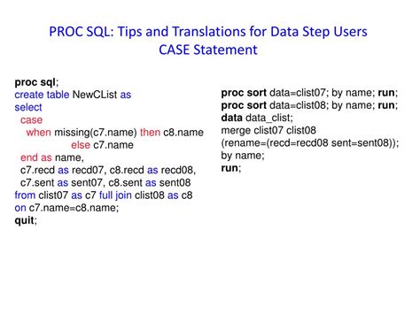 Proc SQL Step માટે ઇમેજ પરિણામ