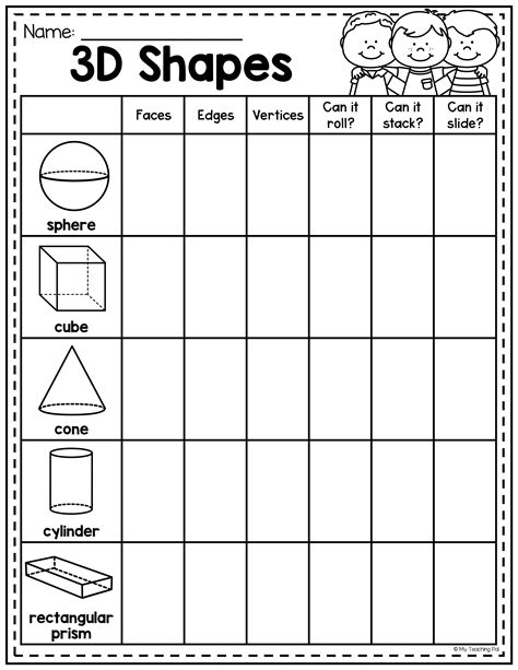 Image result for Math 3D Shapes Worksheet